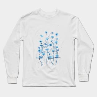 Blue cosmos flowers Long Sleeve T-Shirt